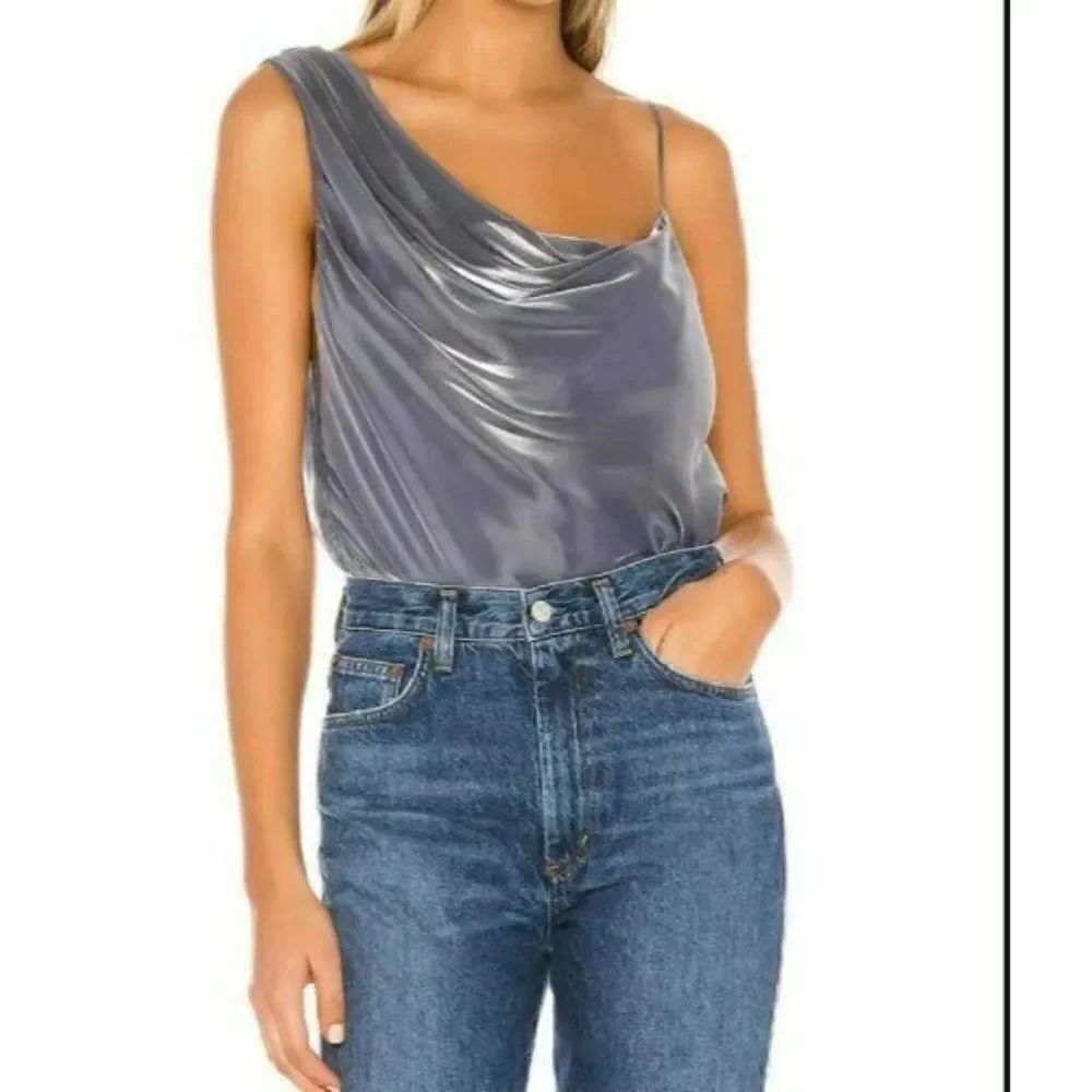 Free People Womens Shimy Tank Top Asymmetric Strap